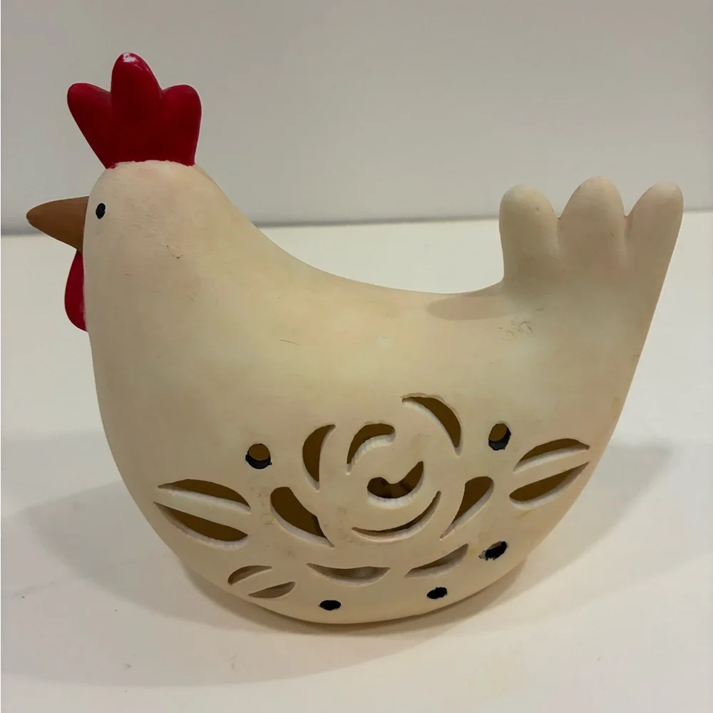 Easter Chicken Light W/Floral Cut Out light inside is YES included Kitsch Decor